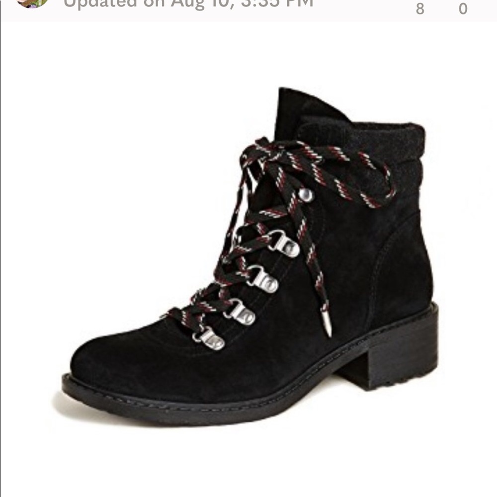 Sam Edelman Darrah Black Suede Lace Up Boots Sz 8